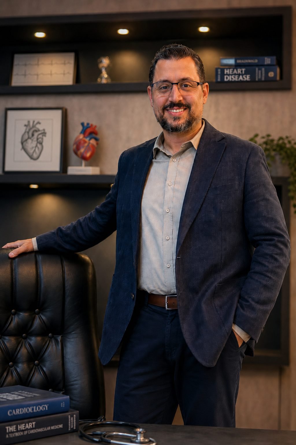 Dr. Rafael Pimenta, cardiologista em Maringá e Campo Mourão, em seu consultório